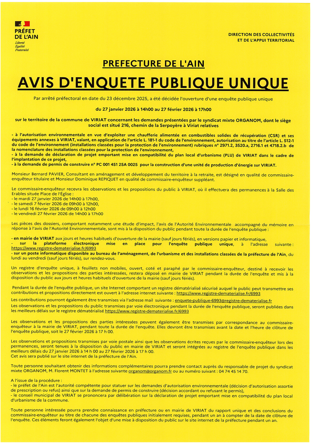 Avis enquête Organom